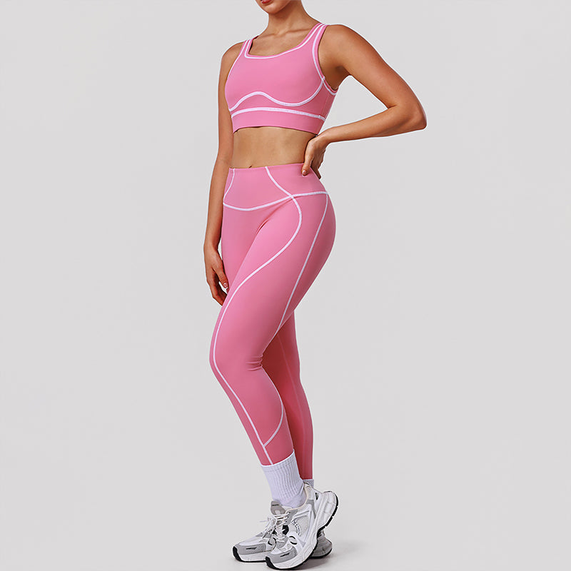Wholesale contrasting color bra + butt-lifting leggings