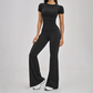 Wholesale Round Neck Short Sleeve Tank Top+High Waist pants 2-piece Set