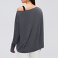 Wholesale Women's Activewear Loose Asymmetric-Shoulder Long-Sleeve Yoga Top