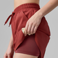 Wholesale Women's Faux Two-Piece Yoga Shorts with Pockets