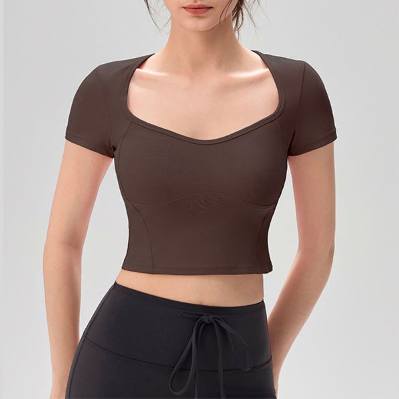 Wholesale women's yoga t-shirt with pads | Wonderxfans bulk activewear