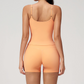 Wholesale Women's Brushed Tank Top & Booty-Lift Shorts Set – Seam-Detail Naked-Feel Yoga 2-Piece Set