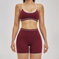 Wholesale Color Block Naked Yoga Halter Bra+Tight Shorts 2-Piece Set