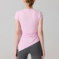 Wholesale Naked-Feel Slit-Hem Short Sleeve Yoga T-Shirt – Slim Fit Sports Top