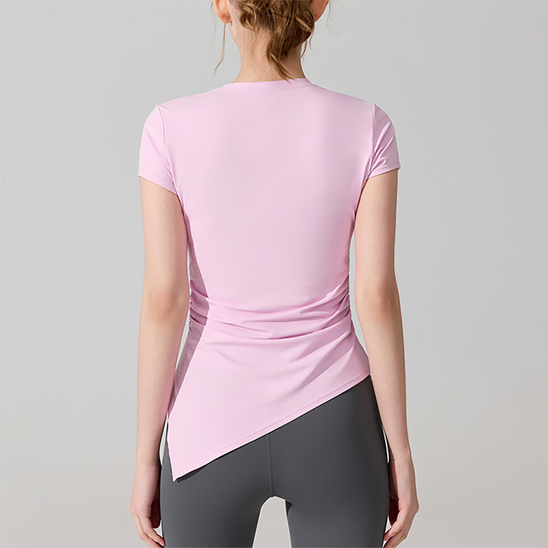 Wholesale Naked-Feel Slit-Hem Short Sleeve Yoga T-Shirt – Slim Fit Sports Top