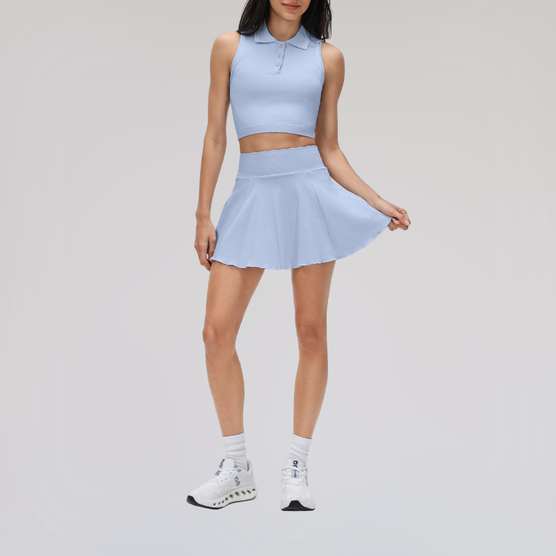 Wholesale athletic tank top + anti-exposure skirt