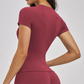 Wholesale short sleeved round neck slim fit waist T-shirt