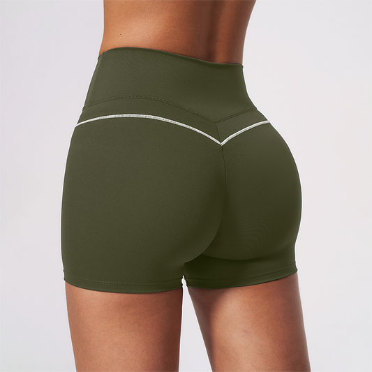 Wholesale Women's Brushed Yoga Shorts – Colorblock Tummy Control Butt Lift