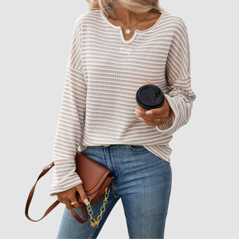 Wholesale women's striped waffle knit tops | Wonderxfans bulk activewear