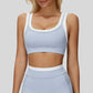 Fake two-piece contrast color stitching sports bra