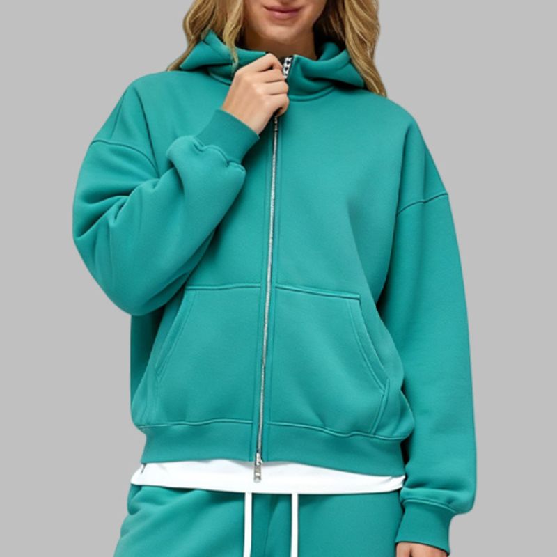 Two-Way Zip Fleece Hoodie