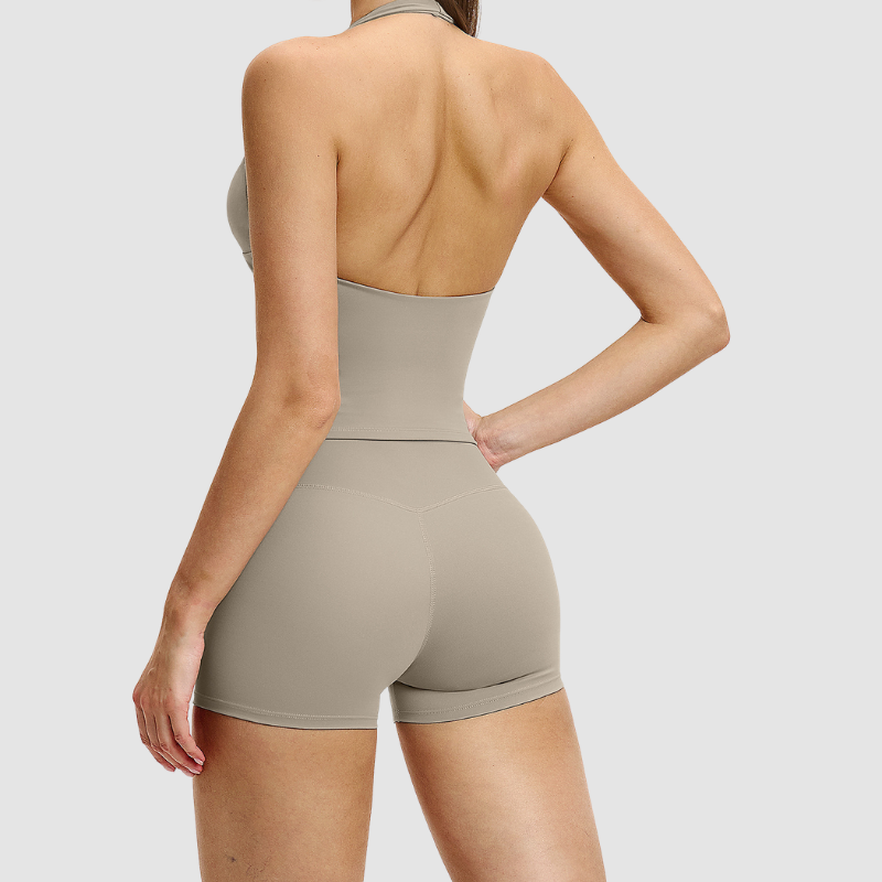 Wholesale Hanging neck back vest+shorts yoga | Wonderxfans bulk activewear