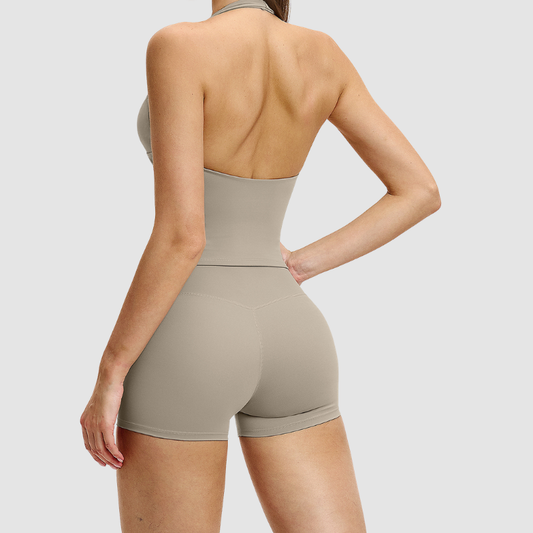 Wholesale Hanging neck back vest+shorts yoga | Wonderxfans bulk activewear