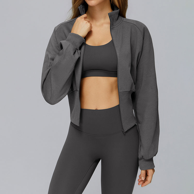 Stand collar warm sports short jacket