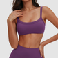 Wholesale Brushed Double-Strap Sports Bra – Open-Back Seam-Detail Yoga Bra with Chest Pad