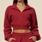 wholesale Women's Activewear Fleece-Lined Stand-Collar Zip Cropped Jacket