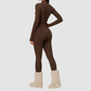 Wholesale Women's Fleece-Lined Yoga Overalls Sport Bodysuit