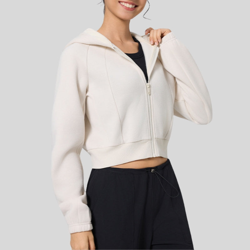 short hooded zipped jacket