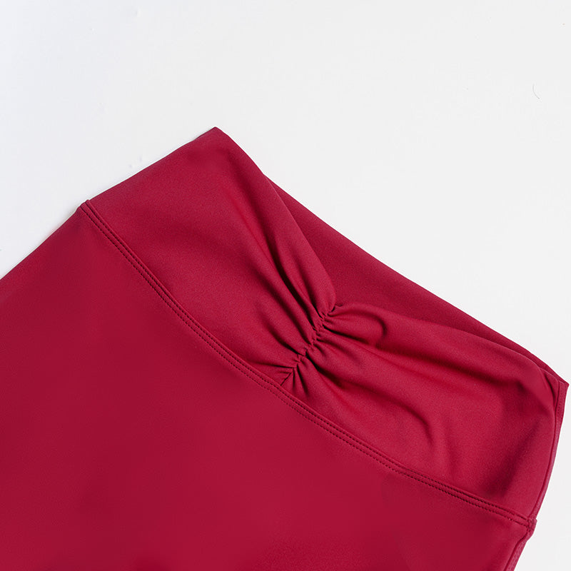 Slim-fitting long-sleeved top + High-waisted flared pants 2-piece set