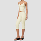 Wholesale Women's Brushed Yoga Set: Cross-Back Bra & Capri Pants – Colorblock Tummy Control