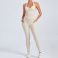 Halter hollow out tight fitting sports jumpsuit