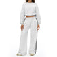 Round-neck long-sleeve sweatshirt+Contrast contrast loose sweatpants 2-piece set