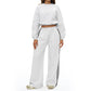 Round-neck long-sleeve sweatshirt+Contrast contrast loose sweatpants 2-piece set