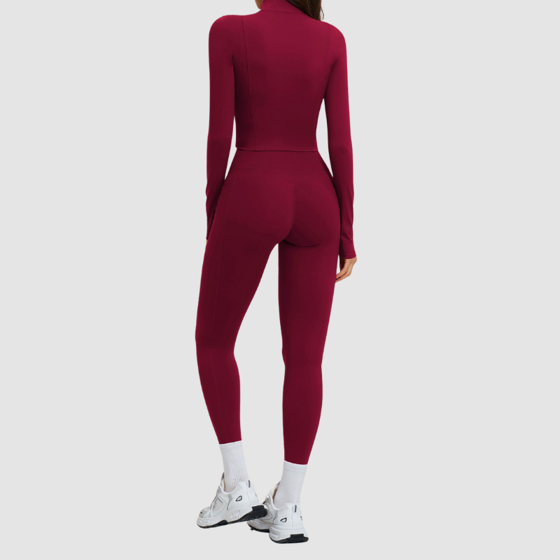 Wholesale stand-collar jacket+leggings+ sports bra 3-piece set