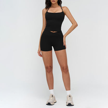 Racerback tank top + high-waisted shorts 2-piece set