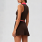 Wholesale Polo neck sleeveless top + short skirt Sports Set (Pre-sale)