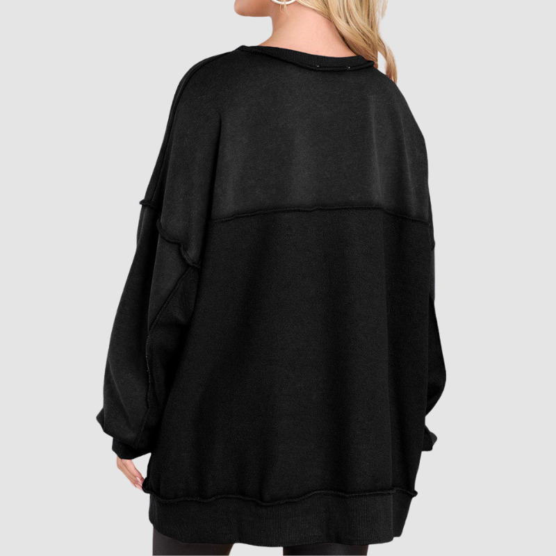 Wholesale Round Neck Solid Color Button Loose-fitting Top