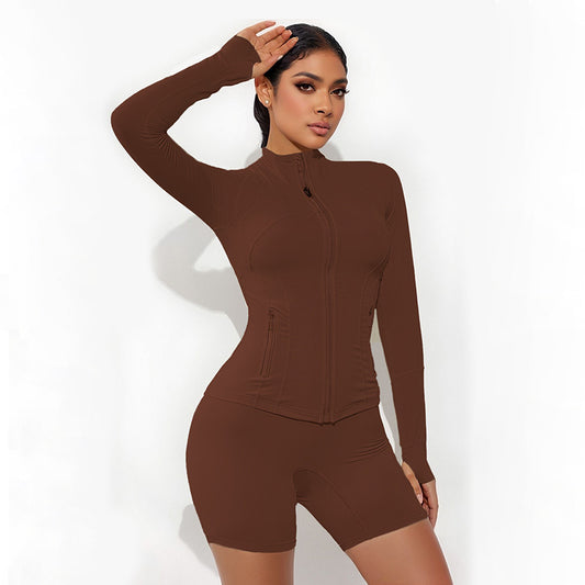 Ringumento Nude Running Fitness Stand Collar Sports Sports y set corto