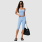 Wholesale Women's I-shape back Vest + Mid-Length Shorts Set - Butt-Lifting Yoga Gym Activewear