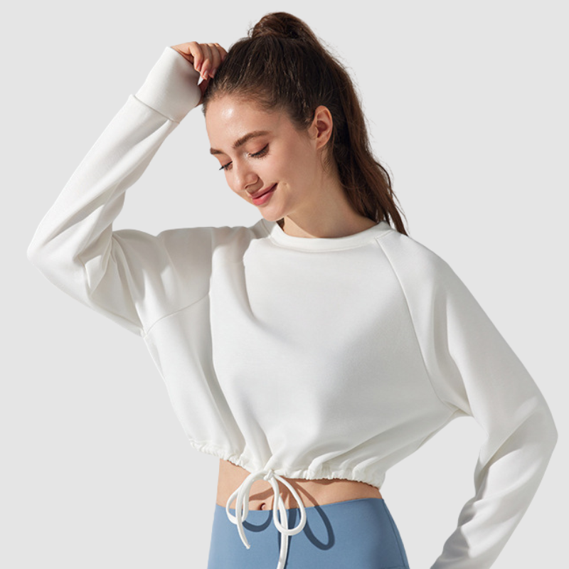 Wholesale Loose Drawstring Round Neck Yoga Sweatshirt