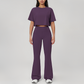 Wholesale round neck short sleeved top+flared pants 2-piece set