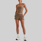 Wholesale Naked-Feel Racerback Sports Bra & High-Waist Biker Shorts Set – Sculpting Yoga 2-Piece