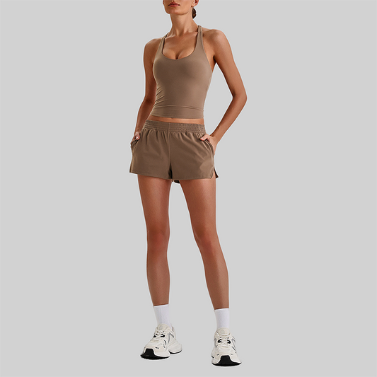 Wholesale Naked-Feel Racerback Sports Bra & High-Waist Biker Shorts Set – Sculpting Yoga 2-Piece