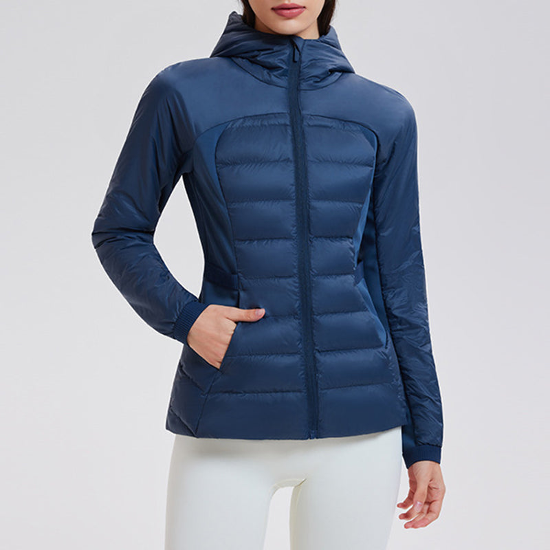 Slim and lightweight down jacket with hood