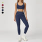 Contrasting Color Sports Bra + high waist leggings 2-piece set