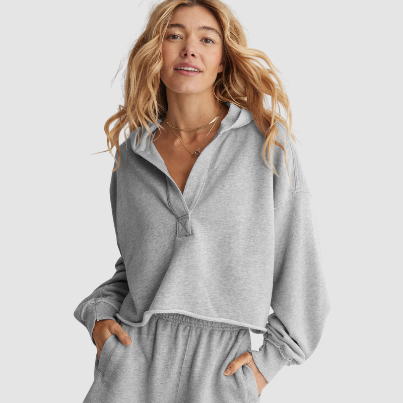 Wholesale loose-fitting hooded sweatshirts and V-neck tops