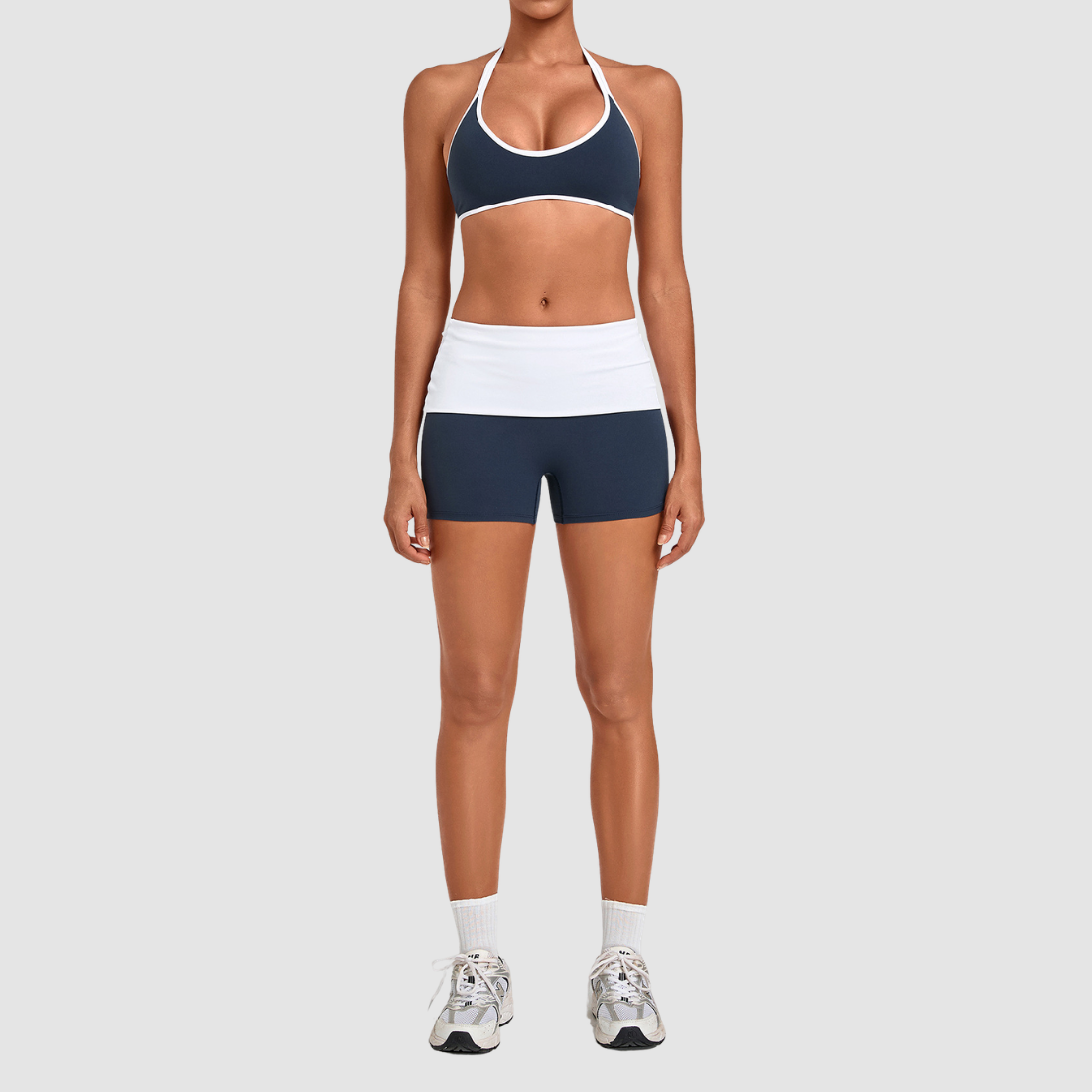 Wholesale Women's Halter Top & Foldover-Waist Yoga Shorts Set