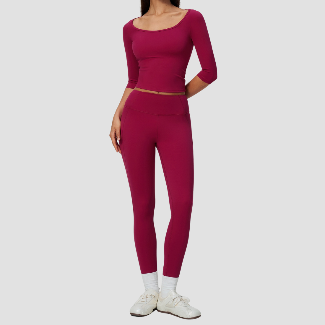 Wholesale Women's Mid-Sleeve Long Pants Yoga Set