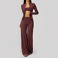 Wholesale Women's 3-Piece Yoga Set – Zip Jacket, Sports Bra & Wide-Leg Pants