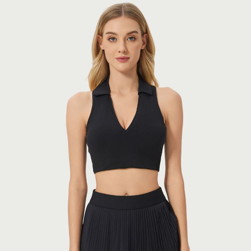 Wholesale POLO backless sports bra with perforated design