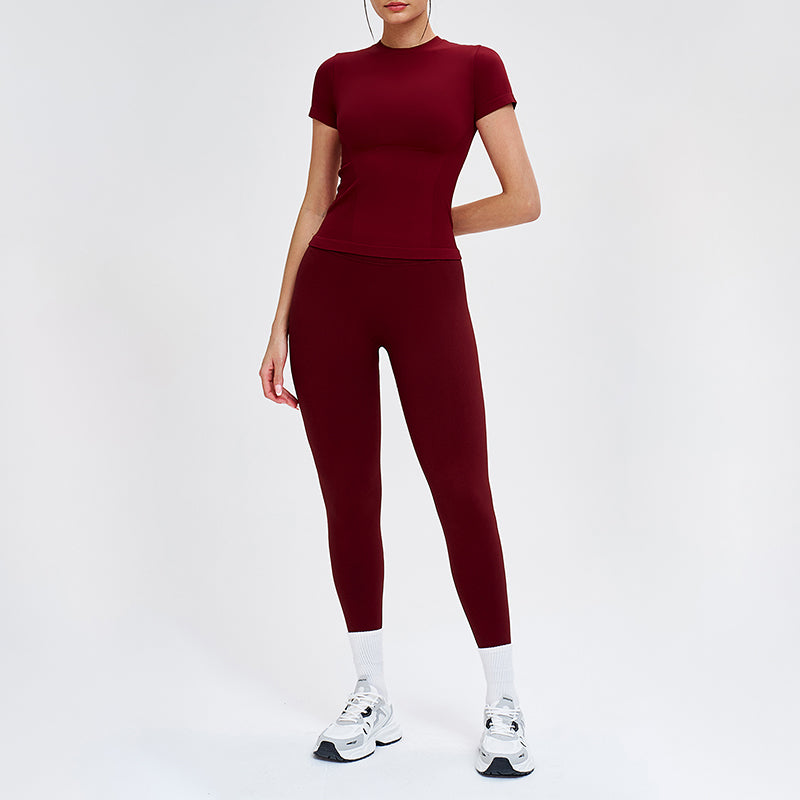 Wholesale solid color round-neck T-shirt + leggings
