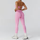 Seamless Tube Sports Bra + High-waisted leggings 2-Piece Set