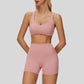 Sports bra with removable bra pads+High-waisted V-neck shorts at the back 2-piece set