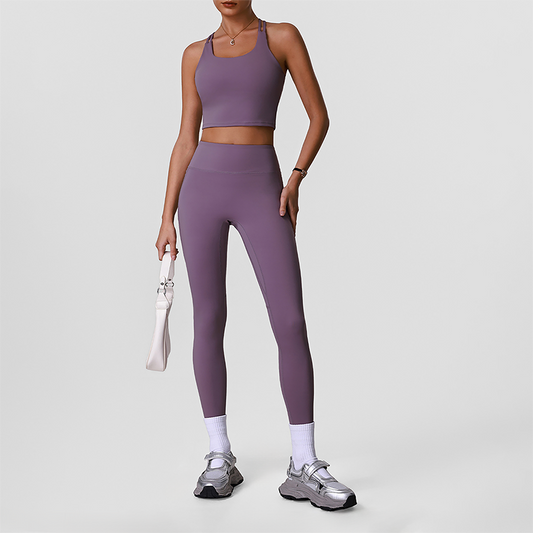 Wholesale Naked-Feel High-Waist Yoga Leggings Set – Racerback Sports Bra & Full-Length Pants