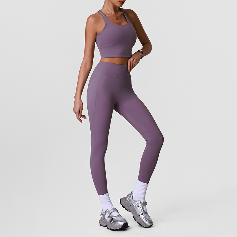 Wholesale Naked-Feel High-Waist Yoga Leggings Set – Racerback Sports Bra & Full-Length Pants
