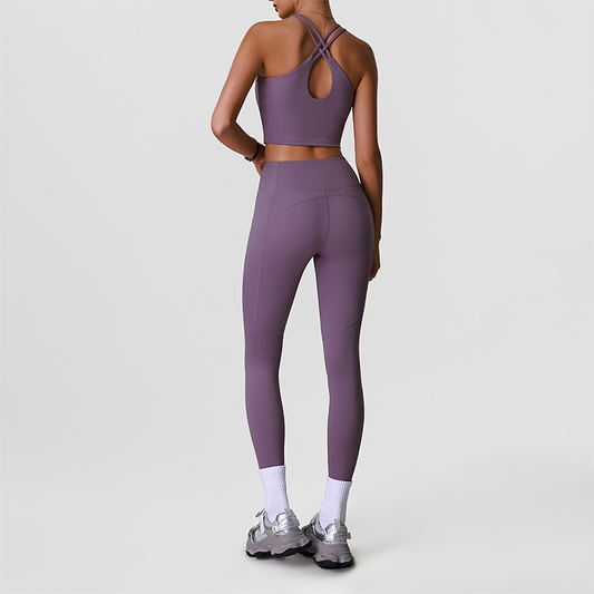 Wholesale Naked-Feel High-Waist Yoga Leggings Set – Racerback Sports Bra & Full-Length Pants